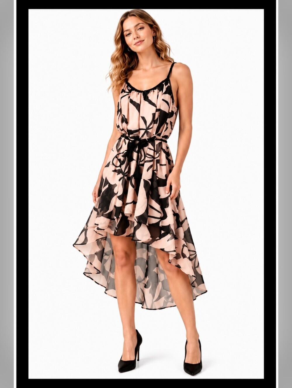 FOREVER 21 CREAM AND BLACK Floral Dress.